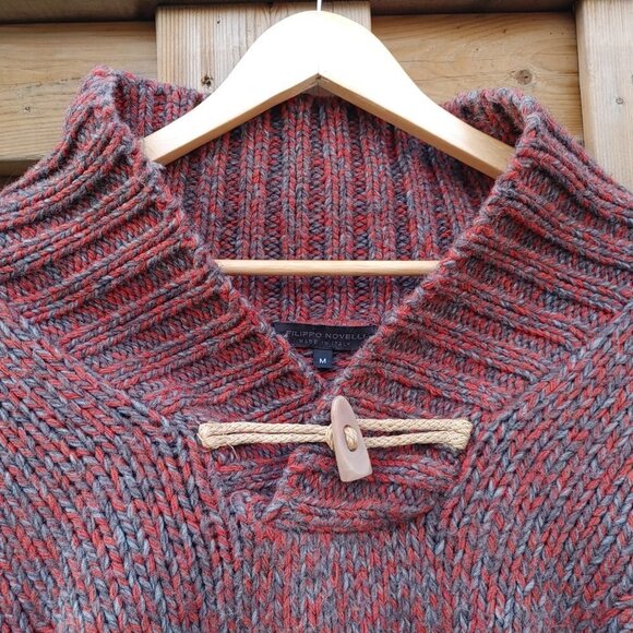 Filippo Novelli Chunky Knit Sweater Men's Medium Made in Italy Toggle Alp… - Picture 2 of 6